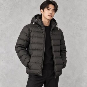 American Tall Polyfill Jacket Men's Hooded Puffer Coat Winter Black M/T